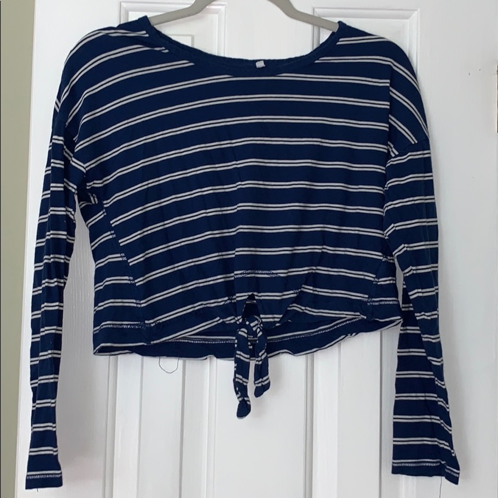 long sleeve crop top with tie in front from pacsun